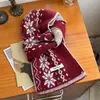Cachecol de Lã com Estampa de Floco de Neve e Diamantes para Mulheres, Tricotado Estilo Coreano Outono e Inverno, de Alta Qualidade, Quente, Espessado, Versátil, Aquecedor de Pescoço Tendência