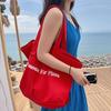 Bolso de Lona de Moda de Gran Capacidad para Mujer 2025 Trendy con Estampado de Letras Bolso de Hombro/Axila Simple Bolso Tote