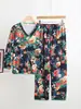 Traje de Pijama de Terciopelo Alemán para Mujer Otoño e Invierno Estilo Nacional Estilo Occidental Hebilla Estilo Étnico Chino Estampado de Año Nuevo Holgado Ropa de Casa
