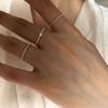 ¡Versión superfina blanco plateado! Anillo Abierto Liso de Plata de Ley Sin Deslustre con una Sola Cuenta de Diamante Anillo de Cuerpo Completo