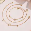 Tobillera Omaca Estilo Ins Pequeña Fresca Elegante Flor de Cinco Pétalos Incrustada Zirconia 5A Súper Brillante Acero Inoxidable Chapado en Oro Real de 18K