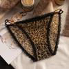 Verano Nueva Serie Estampado Leopardo Ropa Interior Sexy de Encaje de Seda de Hielo para Mujer Calzones de Algodón Puro Cómodos de Cintura Baja para Mujer