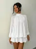 Comércio Exterior Europeu e Americano Roupas Femininas Transfronteiriças Manga Longa Vestido de Outono e Inverno Versátil Moda Emagrecedor Cor Sólida Saia Curta Pronta Entrega Vestido