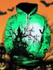 Novo Moletom com Capuz Moda Halloween Pulôver Estampa 3D Padrão Casal Halloween Carnaval Festa à Fantasia