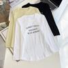 Nuevo Otoño Temprano 100 kg Básico Corte Tridimensional Estampado Letra Manga Larga Camiseta para Mujeres de Tallas Grandes, Talla Grande Ropa Interior 8119