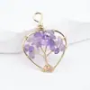 Piedra Natural Grava de Cristal Colgante Árbol de la Vida Multicolor Envuelto en Seda Accesorios Colgante para Bolsa Árbol de la Fortuna con Forma de Corazón
