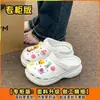 Sandalias de Exterior de Tacón Medio para Mujer Crocs de Bob Esponja 2023 Nuevas Lindas Juveniles Suela Gruesa Antideslizantes de Punta Cerrada