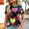 Camiseta de Moda Transpirable para Mujer de Manga Corta Divertida Camiseta con Estampado de Rostro Abstracto 3D 2024 Nuevo Top de Cuello Redondo t