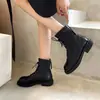 Botines cortos para mujer estilo británico, nuevos botines ajustados de otoño e invierno 2026 para mujer, botines de primavera y otoño de suela gruesa dulces y geniales ins