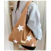 Elegante bolso de hombro bordado con estrellas, bolso tote de felpa de gran capacidad, bolso de ante para el trabajo, sensación de alta gama para mujer