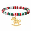 Popular Serie Navideña de Arcilla Polimérica Europea y Americana Pulsera Colgante de Acero Inoxidable de Papá Noel Muñeco de Nieve Joyería de Comercio Exterior al por Mayor