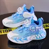 Zapatos de Moda para Niños Otoño 2025 Nuevos Zapatos Deportivos Azules para Niños de Edad Media y Estudiantes de Primaria Zapatos de Entrenamiento para Baloncesto