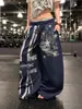 Calças pantalona com estampa de estrela estilo rua americano para mulheres, versátil para o verão, soltas, com caimento fluido, emagrecedoras, casuais, compridas