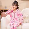 Novos pijamas infantis para meninos e meninas, cardigã de manga comprida, primavera e outono, desenho animado, roupas de casa infantis de tamanho médio e grande