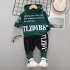 Estilo Coreano Primavera Novo Estilo Casual Esportivo Solto Moletom com Capuz e Calça com Letras para Meninos e Meninas Conjunto de Duas Peças Dropshipping