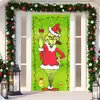 Decoración de Cubierta de Puerta de Navidad Tela Colgante Monstruo Peludo Verde Cubierta de Puerta Grinch Cortina de Puerta Grinch de Navidad Tapiz de Año Nuevo Juego de Puerta Fondo