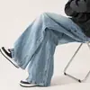 Jeans de campana personalizados para mujer, lavados y desgastados, con dobladillos rotos, pantalones largos, estilo europeo y americano, pantalones rectos de pierna ancha hasta el suelo