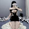 Lindo e Sedutor Conjunto de Lingerie em Renda Jacquard com Body de Gancho Aberto, Meias Sexy Vazadas, Lingerie Sedutora para Dropshipping Qq