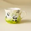 Fabricante Panda Qichun Caneca de Café, um conjunto de xícaras e pires de chá de cerâmica requintados para uso doméstico, perfeito para servir expresso, latte e chá da tarde