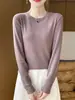 Camiseta base de cuello redondo con forro polar para mujer, ajuste slim para otoño e invierno, agradable para la piel, adelgazante, versátil, cálida, top interior de punto de manga larga