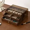 Nueva Caja de Joyería de Madera de Nogal con Cajón para Pulsera Pulsera Anillo Pendientes Collar Caja de Almacenamiento de Joyería de Gama Alta