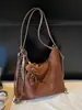 Bolsa Grande Escarchada Maillard para Mujer 2025 Nuevo Bolso Tote Retro de Gamuza Textura Otoño e Invierno Letra Bolso de Axila