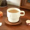 Tazas apilables de cerámica con relieve personalizado, tazas de café minimalistas, pequeños regalos de estilo nórdico, alto atractivo estético, transfronterizo