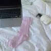 Calcetines estilo Miu para mujer en verano, diseño de lazo hueco a rayas verticales finas, modernos y versátiles, calcetines apilados de altura media estilo JK japonés