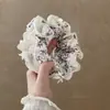 ¡Algodón puro! Falda Refinada Pequeña de Tiro Alto Encaje Encaje Pequeño Floral Círculo Intestinal Estilo Juguetón Flor en la Cabeza Anillo para el Cabello Cuerda para el Cabello
