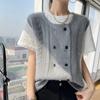 Colete Twist de caxemira de gola redonda de abotoamento duplo, versátil para mulheres, estilo coreano para outono e inverno, peça para usar por dentro e por fora, colete de malha de lã, produtos europeus