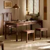 Mesa de Té y Sillas de Madera de Nogal Negro Norteamericano Estilo Chino Nuevo, Mesa de Té Zen Estilo Song para Sala de Té, Mesa de Madera Maciza para Preparar Té