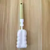 Escova de copo de esponja cor macaron para uso doméstico, cabo longo, destacável, para limpar copos de água, copos de chá, mamadeiras, com cabeças de escova substituíveis