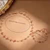 Colar e pulseira de cascalho natural, novo conjunto de joias de cascalho rosa irregular para mulheres, conjunto moderno