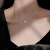 Collar con colgante de trébol de cuatro hojas de la suerte con incrustaciones de diamantes, elegante y a la moda al estilo coreano, simple y versátil, joyería de lujo ligero y alta gama