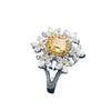 Nuevo trémolo de comercio exterior transmisión en vivo lujo luz de lujo simple quilate imitación color diamante amarillo anillo de circón de seis flores al por mayor mujeres