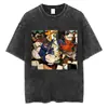 Camiseta de Línea Garabateada Gráfico Creativo de Graffiti Algodón Corto