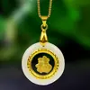 Cuentas de transferencia de jade con incrustaciones de oro de fábrica, Guanyin de oro, Luz de Buda, Jade Hetian, hebilla de paz, regalos de negocios y festivos