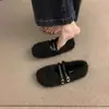 Sapatos Peludos Femininos para Uso Externo 2026 Tendência de Moda Novo Estilo Outono e Inverno Sola Macia Sapatos Femininos Mocassins Peludos Sapatos de Algodão