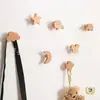 Ganchos de Madera Maciza con Forma de Estrella, Lindos Ganchos Decorativos de Luna Adhesivos, Ganchos de Madera Simples para Pared sin Taladro, Flor Nube