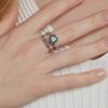 Entrega Global Spot Transfronteriza Anillo de Plata S925 Musgo Verde Anillo de Ágata de Hierba Acuática para Mujer Moda Único Estilo Europeo y Americano