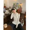 Pajarita de Puntos Blancos con Camiseta para Mujer Otoño Encaje Diseño Delgado Top de Manga Larga Ins