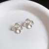 Brincos de Flor Prateada Estilo Coreano Ins, Simples e Modernos, Versáteis e Elegantes com um Toque de Luxo Leve e High-End, Acessórios de Orelha de Nicho
