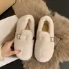 Zapatos sin cordones cálidos de felpa con suela gruesa que aumentan la altura para mujer, calzado de exterior para otoño e invierno, año 2026, zapatos de algodón de frijol