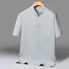 El Nuevo Atuendo de Verano de Beijianglang para Papá, Traje Tang de Seda Helada con Cuello Mao y Manga Corta, Camisa Fina de Estilo Chino para Abuelo de Mediana Edad y Mayor