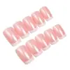 24 Piezas de Uñas Portátiles en Color Naranja Nude Perlado Estilo Ojo de Gato, Estilo Europeo, Uñas Cortas, Manicura Francesa Simple
