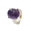Accesorios Transfronterizos Anillo de Piedra Natural Cruda Piedra Natural Amatista Anillo Chapado en Oro Cristal Irregular Joyería Sencilla