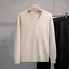 Novo suéter de tricô masculino atemporal de manga longa com decote V para atacado, clássico de outono e inverno, versátil, moda transfronteiriça, top masculino