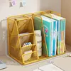 Soporte para libros, estante de almacenamiento multifuncional de escritorio, organizador de archivos de hierro negro, portadocumentos para escritorio de oficina, uso doméstico