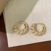 Pendientes Circulares de Perla y Circonita Estilo Retro de Lujo Ligero para Mujer, de Gama Alta, Sencillos, Modernos, a la Moda, Versátiles