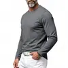 Pulôver Masculino Fino Casual Gola Redonda Outono e Inverno Europeu e Americano Solto Versátil Respirável para o Dia a Dia Manga Longa Camiseta Básica